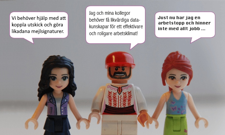 Illustration av tre kunder